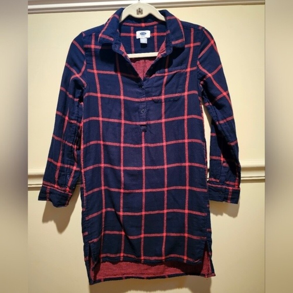 Old Navy Navy/red Plaid Dress/Tunic Size 10-12